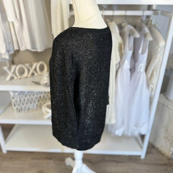 Liz Claiborne Women's Size S Black Metallic Scoopneck Pullover Sweater #3429 - Picture 8 of 8